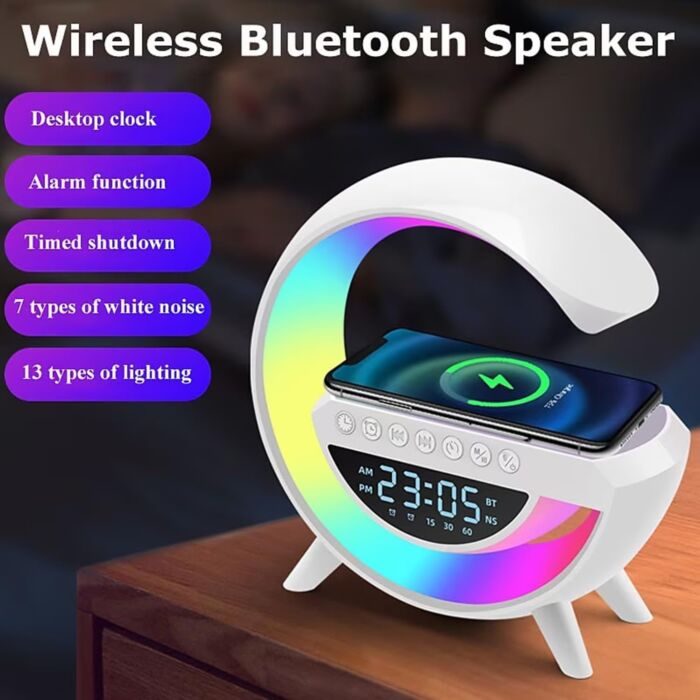 Atmosphere Night Light with Wireless Phone Charger & AIO LED Table Lamp (15W, White, BT-3401)