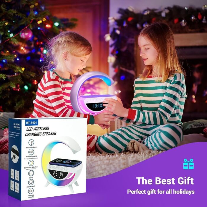 Atmosphere Night Light with Wireless Phone Charger & AIO LED Table Lamp (15W, White, BT-3401)