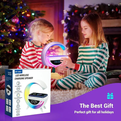 Atmosphere Night Light with Wireless Phone Charger & AIO LED Table Lamp (15W, White, BT-3401)