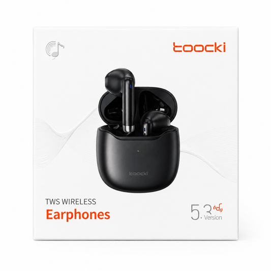 Toocki HE-080 TWS Wireless Earphones (Bluetooth 5.3) with Charging Case & IPX4 Sweat-Resistant Finish