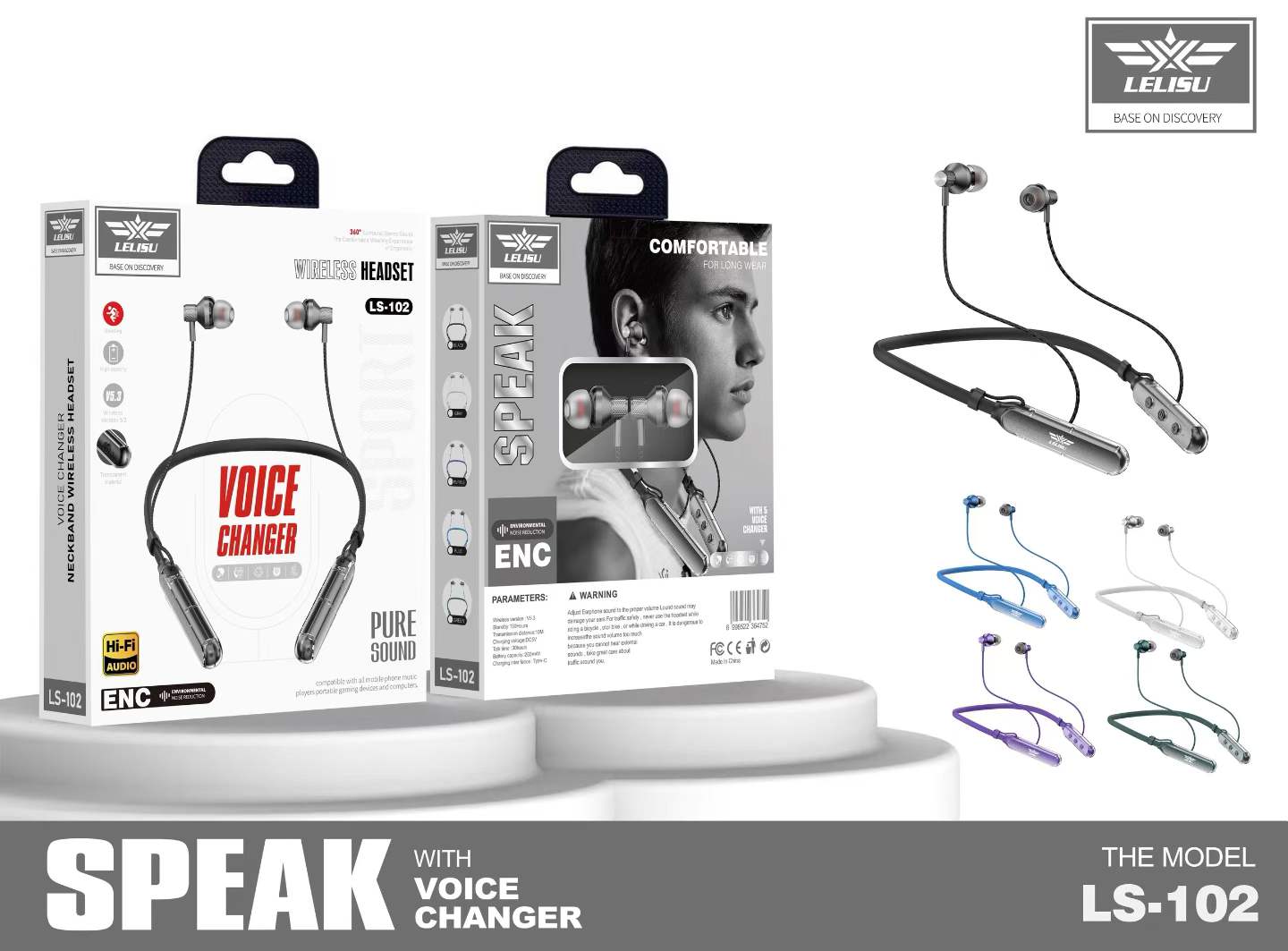 LISU Neckband with Voice Changer & ENC Mic